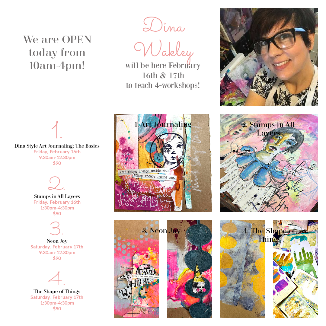 Dina Wakley Workshop - Ditch the Brayer Friday, September 15th, 2pm-5pm
