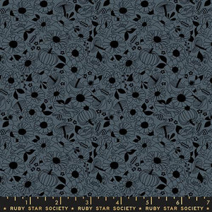 Ruby Star Society "Tiny Frights" Halloween Floral in Ghostly - Half Yard
