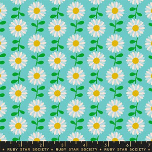 Melody Miller "Flowerland" - Field of Flowers in Turquoise - Half Yard