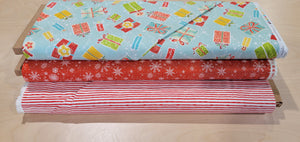 Kids Christmas Pillowcase Class - Turquoise Christmas Print/Stripe