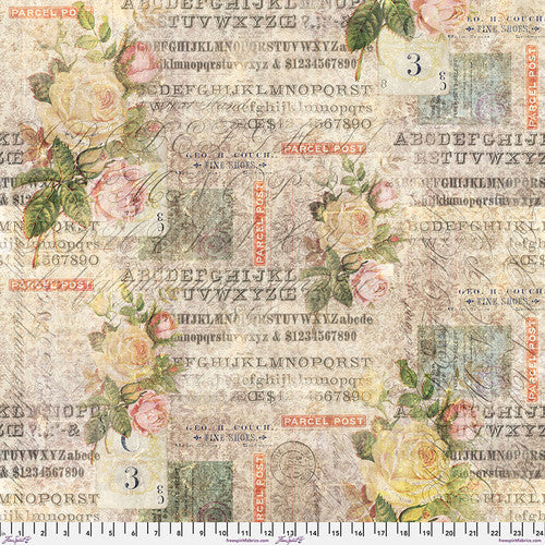 Tim Holtz "Foundations" Rose Parcel Half Yard Whim So Doodle