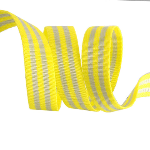 Tula Pink Webbing - Grey and Neon Yellow - 1