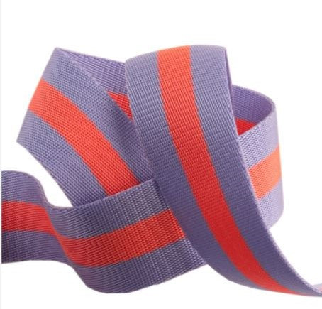 Tula Pink Webbing - Lavender and Neon Peach