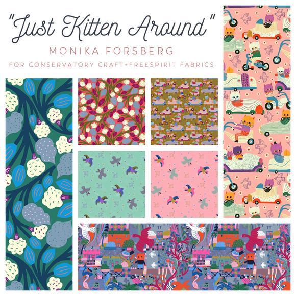 Monika Forsberg “Just Kitten Around” for Conservatory Craft + FreeSpirit Fabrics
