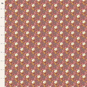 Tilda "Sanctuary" Cottonfield in Maroon - Half Yard