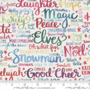 "Comfort & Joy" - Holiday Feels Text & Words in Cloud Multi - Half Yard