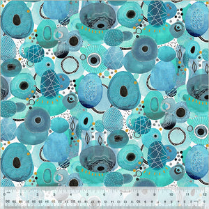 "Ebb & Flow" Genesis in Turquoise - Half Yard