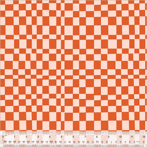 "Kaleidoscope" Checker in Mandarin/Blush - Half Yard