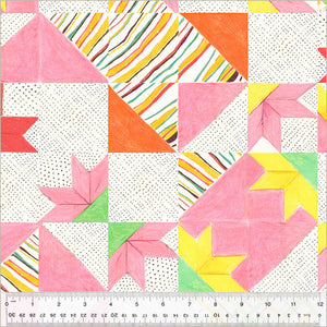 Heather Ross "By Hand" Bee's Quilt in White - Half Yard