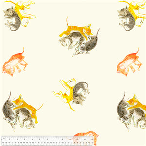 Heather Ross "By Hand" Barn Kittens in Ivory - Half Yard