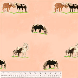 Heather Ross "By Hand" Ponies in Peach - Half Yard