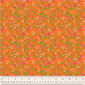 Heather Ross "By Hand" Mousy in Floral Tangerine - Half Yard