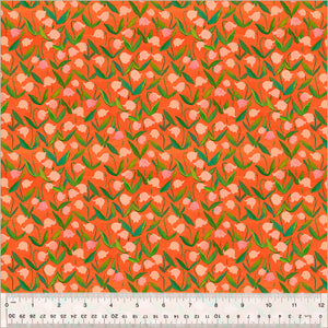 Heather Ross "By Hand" Flowerbed in Coral - Half Yard