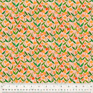 Heather Ross "By Hand" Flowerbed in Salmon - Half Yard