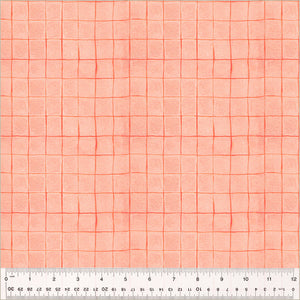 Heather Ross "By Hand" Drawn Plaid in Salmon - Half Yard