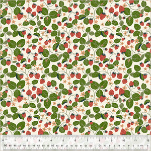 "Under the Canopy" Strawberry Fields in Ivory - Half Yard