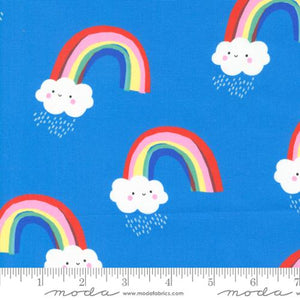 "Whatever the Weather" - Papercut Rainbows in Bright Sky - Half Yard