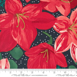 Robin Pickens "Winterly" - Christmas Lily in Soft Black - Half Yard