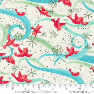 Robin Pickens "Winterly" - Birds with Ribbons in Cream - Half Yard