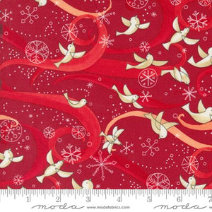 Robin Pickens "Winterly" - Birds with Ribbons in Crimson - Half Yard