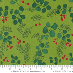 Robin Pickens "Winterly" - Greenery & Berries in Grass - Half Yard