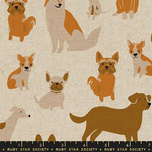 Ruby Star Society "Dog Park" Dog Medley in Canvas Linen - Half Yard