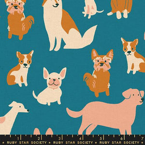 Ruby Star Society "Dog Park" Dog Medley in Chambray Linen - Half Yard