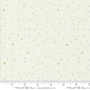 Zen Chic "Shimmer" Snowing Dots Ivory Metallic - Half Yard