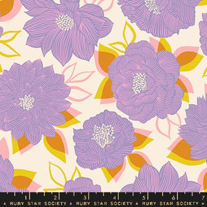 "Favorite Flowers" Blooming Florals in Thistle - Half Yard