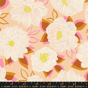 "Favorite Flowers" Blooming Florals in Creme Brulee - Half Yard