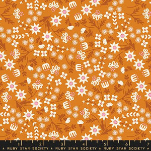 "Favorite Flowers" Inflorescence Florals in Tumeric - Half Yard