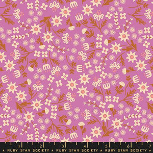 "Favorite Flowers" Inflorescence Florals in Heliotrope - Half Yard