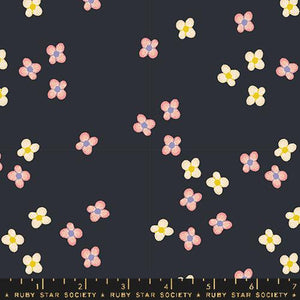 "Favorite Flowers" Blossom in Soft Black - Half Yard