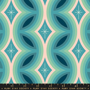 Ruby Star Society "Juicy" - Rattan Geometrics in Dark Turquoise - Half Yard