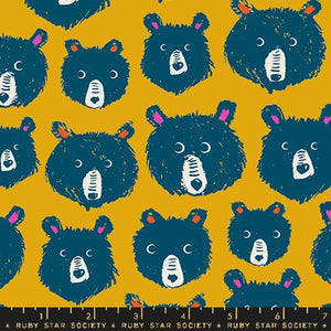 "Teddy & the Bears" - Teddy & the Bears in Goldenrod - Half Yard