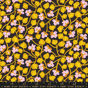 "Bird is the Word" - Pansy in Soft Black - Half Yard