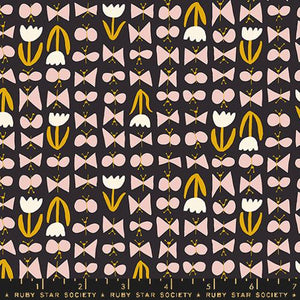 "Bird is the Word" - Butterflies in Soft Black - Half Yard