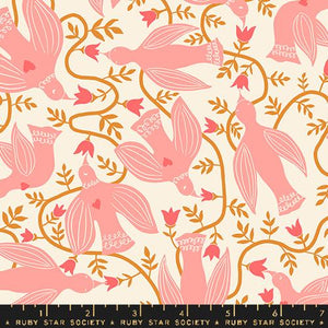 Ruby Star Society "Endpaper" Hummingbirds in Natural - Half Yard