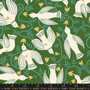 Ruby Star Society "Endpaper" Hummingbirds in Sarah Green - Half Yard