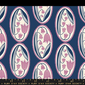 Ruby Star Society "Endpaper" Lily of the Cameo in Bluebell - Half Yard