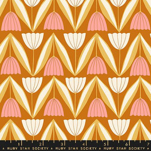 Ruby Star Society "Endpaper" Tulips in Saddle - Half Yard