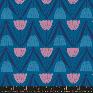 Ruby Star Society "Endpaper" Tulips in Blue Raspberry - Half Yard