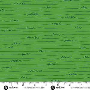 Giucy Giuce "Scrawl" - Longhand in Clover - Half Yard