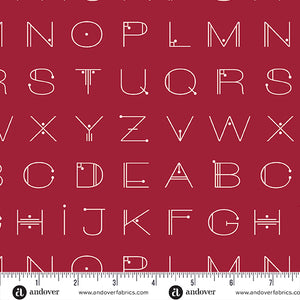 Giucy Giuce "Scrawl" - Deco Letters in Crimson - Half Yard