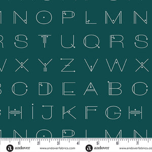 Giucy Giuce "Scrawl" - Deco Letters in Deep Teal - Half Yard