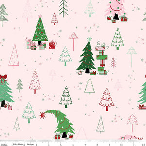 "Christmas with Scaredy Cat" Main Pink - Half Yard
