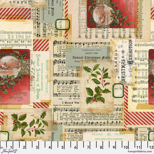 Tim Holtz "Holidays Past" - Holiday Collage Canvas in Multi - Half Yard