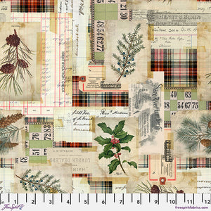 Tim Holtz "Holidays Past" - Woodland Collage Canvas in Multi - Half Yard