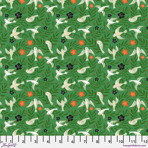 "Winter Joy" - Flying Floral in Forest - Half Yard