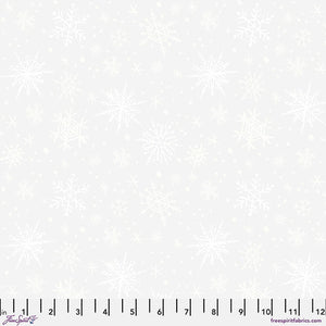 "Winter Joy" - Dancing Snowflake in White - Half Yard